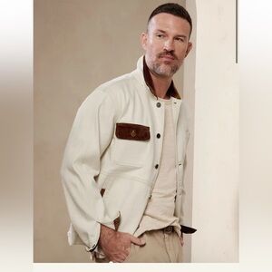 BANANA REPUBLIC Cream Workwear Jacket with Brown Corduroy Details